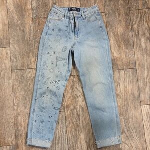 Hollister Light Blue Graphic Ankle Jeans